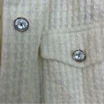 Cache  Ivory Metallic Rhinestone Button Fringe/Tweed Jacket Size 10 Photo 10
