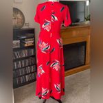 A New Day  Red Floral Print Wrap Surplice Maxi Dress Pockets Side Tie Summer Sz S Photo 6