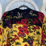 Susan Graver Floral Kimono Cardigan Black Yellow Red Open Front Drape Jacket Photo 5