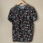 ZARA  mesh shoulder floral short sleeve top Photo 0