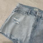 REWASH  Two-Tone Striped Blue Denim Shorts Photo 1