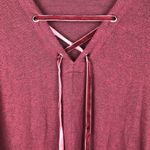 Rails  Leigh Port Maroon Velvet Lace Up Long Sleeve Top Relaxed Fit Size Small Photo 4