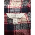 Lucky Brand Plaid Flannel Button Up Shirt Burgundy Navy Western Grunge Outdoor Photo 4