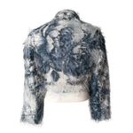 Vintage 90’s Rare Mesmerize Fuzzy Long Eyelash Zip Front Crop Top/Jacket, Sz S Blue Photo 1