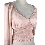 Leith  Blouse Crop Top Smocked Pink Smoke M New Photo 13