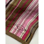 Oscar de la Renta  Gorgeous Silk Long Scarf Stripe Pink Brown Vtg Photo 1