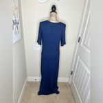 Lou & grey NTM:  Heathered Navy Blue Short Sleeve Maxi Dress with Slits Size M Photo 10