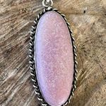 925 sterling silver Pink Opal Necklace Leather Handmade gemstone womens jewelry Photo 5