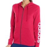 Adidas Women's Raspberry Pink Cotton Blend Logo Zip Up Hoodie XS Photo 0