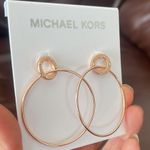 Michael Kors Rose Gold Logo Ring Drop Hoop Ring Earrings MKJ7676 791 Photo 2