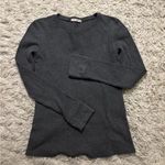 Active Basic  Gray Ribbed Long Sleeve Knit Top Size L Photo 2