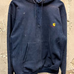 Carhartt Vintage 90s Navy Blue Embroidered Logo Reverse Weave Hoodie Sweatshirt Photo 0