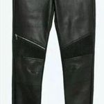 ZARA  Trafaluc Womens Faux Leather Flat Front Slim Skinny Biker Pants Black Small Photo 0
