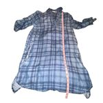 Beach Lunch Lounge Womens Blue Plaid Denim Chambray Roll Tab Sleeves Dress Sz XS Photo 8