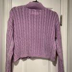 No Comment NWT  Size M Purple Lilac Cotton Cable Knit Mock Neck Cropped Sweater Photo 8