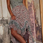 Free People One I Love Mixed Floral Maxi Dress Size XL Low Back Lace Up Boho Photo 0