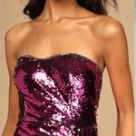Lulus NWT  Look Like a Star Magenta Pink Reversible Sequin Strapless Dress MEDIUM Photo 2