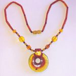 Genuine Amber Beads Boho Pendant Vintage Beaded Boho Necklace Photo 0