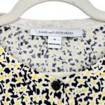 Diane Von Furstenberg  Silk Blend Floral Cardigan Sweater Black Yellow Medium Photo 3