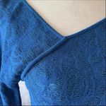 Missoni M  Teal Asymmetrical Neckline Knit Lace Mini Sheath Dress Photo 3