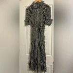 Anthropologie  Puff Sleeve Twee Mesh Midi Floral Feminine Dress Cottagecore Boho Photo 3