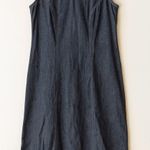 Vintage Expressions sz S Women Long Denim Sleeveless Zip Up VNeck Maxi Dress 90s Blue Photo 0