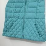 Talbots Down Puffer Vest Womens M Medium Aqua Filled Quilted Zip Up Mock Jacket Photo 3