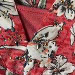 Erika  Red Floral Blouse with gathered sides medium Photo 5