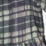 Holding Horses Anthropologie  green plaid tie front ruffle peplum top size medium Photo 6