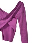 NWT Snidel Wool Blend Ribbed Knit Criss Cross Chest Pullover Sweater in Magenta Photo 2
