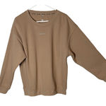DKNY  Womens Fleece Pullover Top Size XL Tan Long Sleeve Warm Logo Bedazzled Photo 0