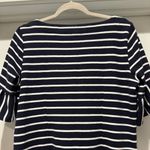 Talbots  Striped Ruffle Sleeve Knit Shift Dress Navy White Size M Photo 6