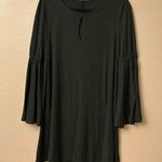 Love Riche  Black Ribbed Bell Wide Sleeve Swing Shift Knee Dress Size MEDIUM Boho Photo 0