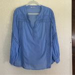 Soft Surroundings Trianon Blouse Women 2X Crochet Lace Dusty Blue Boho Hippie Photo 8