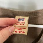 Faded Glory EUC Vintage  women’s brown ribbed‎ stretch asymmetrical button shirt Photo 2