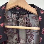 White House | Black Market Sheer long sleeve velvet burnout paisleu print blouse Photo 2