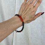 Carnelian Garnet Obsidian Crystal Gemstone Bead Bracelet Artisan Handmade Orange Photo 4
