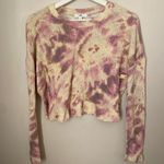 BP  Cropped Top Long Sleeve Tie-Dye Yellow Pink Purple Casual Ribbed Neutral Photo 8