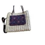 Sonoma Vintage Lifestyle Straw & Fabric Bag Brown Handles Removable Strap NWOT Photo 7