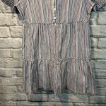 Madewell  Women’s Size XS Striped Crewneck Button-Front Tiered Mini Dress Photo 4