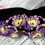 Victoria's Secret Victorias's Secret Black Floral Strapless Bandeau Bikini Top M Photo 0