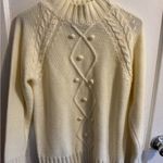 Designers Studio Originals Cream Knit Sweater Cable Knit Mock Neck Medium Size 8 Photo 0