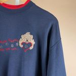 M&C Sportswear Women Large Athletic Sweatshirt Dogs Leave Pawprints Long Sleeve Blue Photo 5