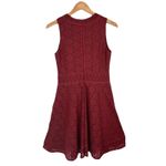 Charter Club Women’s Petite PM Burgundy Red Lace Crochet V-Neck Fit & Flare  Photo 2
