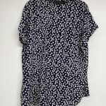 Beach Lunch Lounge Blue Ditsy Floral Short Sleeve Button Down Shirt Womans M Photo 6