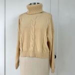 Emory park Cable Knit Turtleneck Sweater Beige Cropped Relaxed Fit XS Photo 2