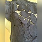 Monteau Los Angelas Navy Floral Lace Design Midi Cap Sleeves Dress Sz. S. Blue Photo 3