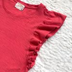 Nation Ltd Elliot Fused Ruffle Flutter Sleeve Dress S Red Orange Pima Cotton Photo 8