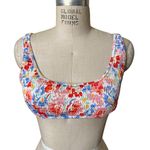 L*SPACE Izzie Smocked Bikini Top in Bright Floral Print Size Large Photo 3