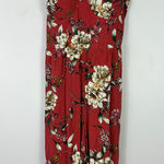 Xhilaration  Jumpsuit Medium Red Floral Boho Cottagecore Festival Vacation Photo 0